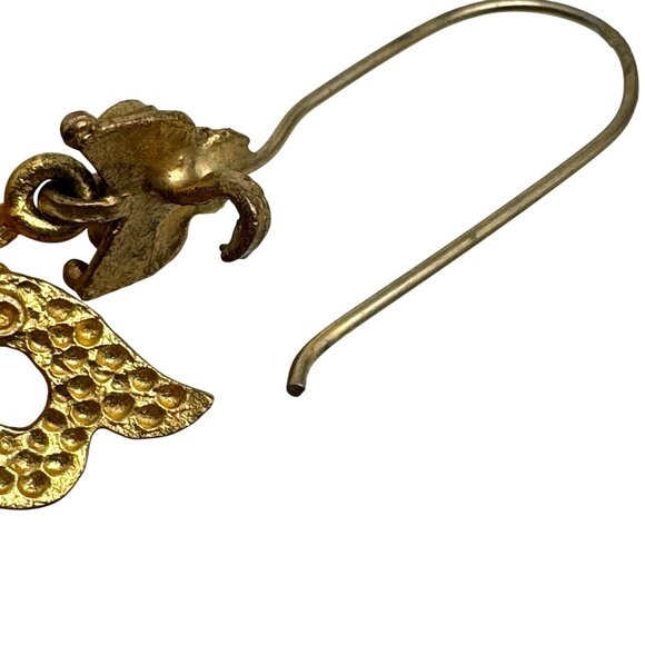 Handmade Turkish Red Velvet Gold-Tone Dangle Earrings Hook Closure - Picture 8 of 8